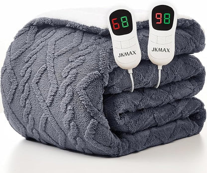 Heated Electric Blanket Queen Size-84"x90" Heating Blanket with 10 Heating Levels & 5 Time Settings Over-Heat Protection,Winter Warmer for Adults with ETL Certification（Grey）