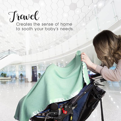 Bamboo Rayon Soft Light Green Toddler Security Blanket - Lime Green Baby Blanket with Satin Edging - Perfect for Naps, Car Carrier, Stroller Rides and Travel - 34 x 47 inches - Newborn Baby Blankie