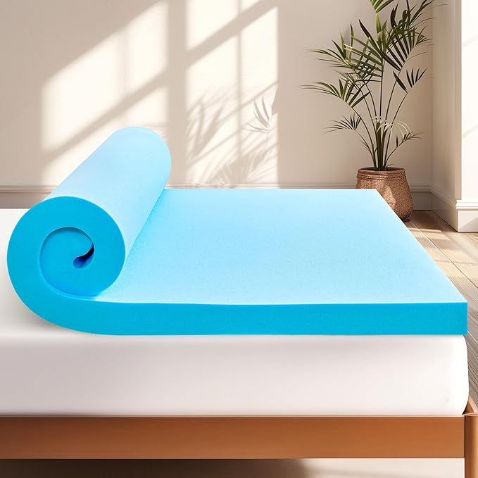 SyMax Memory Foam Mattress Topper, Gel Infused Foam Topper, Breathable Bed Topper, Pressure Relieving, CertiPUR-US Certified, 3 Inch, Full Size