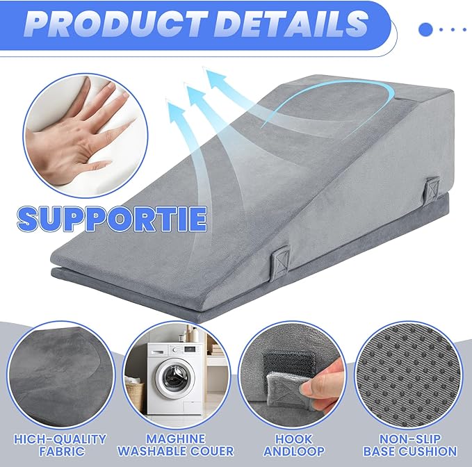 2 Adjustable Heights Leg Elevation Pillows for After Surgery, Knee Replacement Recovery Aids, Bone Foam Knee Surgery Pillow Replacement for Hip Ankle Pain Relief