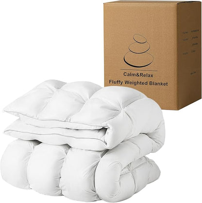 Calm&Relax Weighted Duvet Blanket: 2-in-1 Reversible Hybrid, Machine Washable with Cotton Fluffy Comforter & Heavy Side, 9-Layer Breathable for Hot Sleepers, Twin 15 lbs (48"x72")