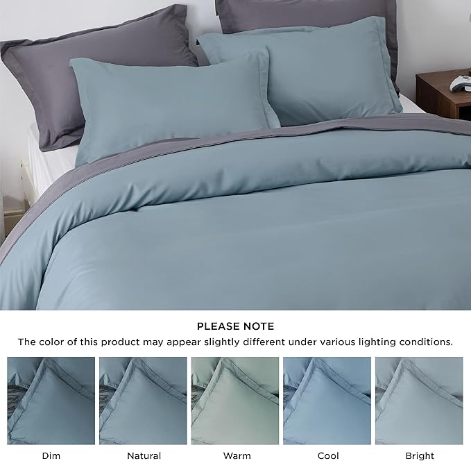 Bedsure Duvet Cover Queen Size - Only Includes 1 Duvet Cover (90"x90"), Hotel Luxury Soft Double Brushed All Season Bedding for Kids & Adults, Zipper Closure, NO Comforter, Mineral Blue