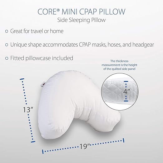 Core Products Mini Edge CPAP Pillow, Contoured Comfort Pillow to Reduce Mask Leaks, Pressure Point Soreness