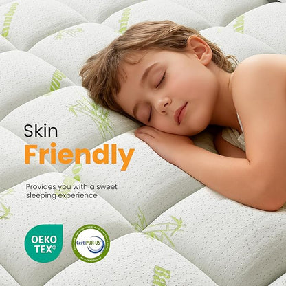 NEWBULIG Twin XL Mattress Topper Viscose Derived from Bamboo, Thick Pillow Top Mattress Pad with Stretchable Pockets, Soft Mattress Topper for Back Pain Relief