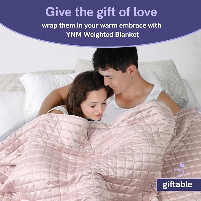 YnM Cooling Weighted Blanket for Adults, 15lbs Heavy Bed Throw Comforter with 100% PE Fabric, Ideal for Hot Sleepers or Summer Days(48x72 Inches for Twin/Full Bed, 15 Pounds, Pink)