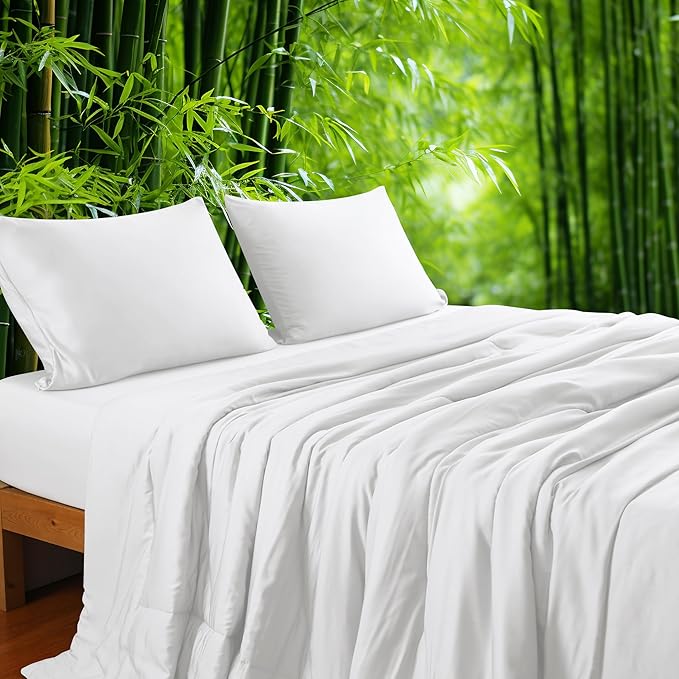 Bamboo Viscose All Season Comforter/Blanket - Ultra Soft & Breathable Comfort - Perfect Medium Weight for Snuggling Without Overheating - Enjoy Cozy Sleep All Night