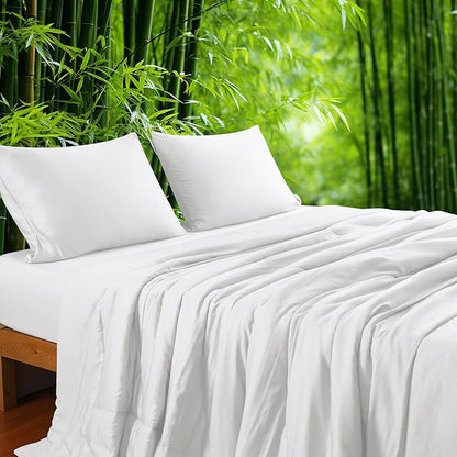 Bamboo Viscose All Season Comforter/Blanket - Ultra Soft & Breathable Comfort - Perfect Medium Weight for Snuggling Without Overheating - Enjoy Cozy Sleep All Night