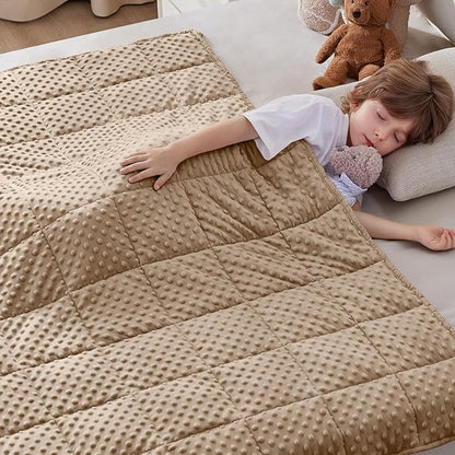 anfie Weighted Blanket Kids(40"x60" 7lbs) Weighted Blanket Cooling Blanket for Sleeping,Throw Size Breathable Blanket with Premium Glass Bead(Khakil)