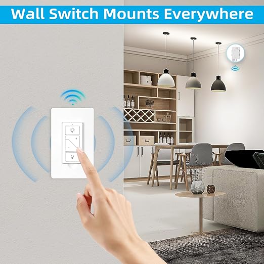 Wireless Dimmer Switch, 2 Units Remote and 1 Controller (BY06+DK01/DK03)