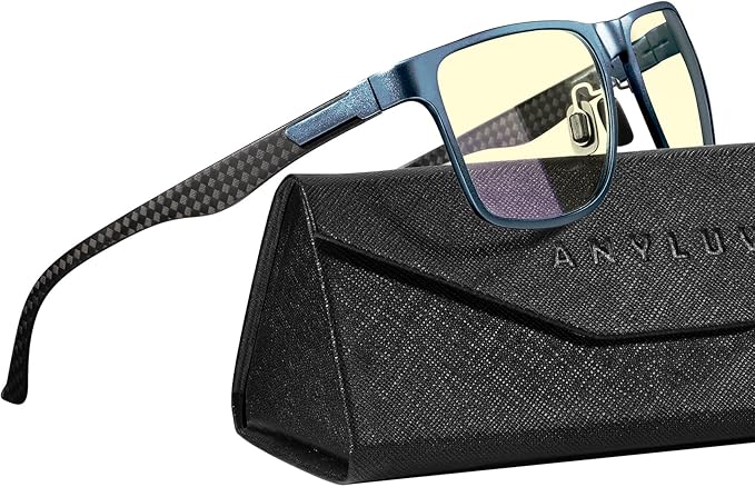 ANYLUV Blue Light Blocking Glasses Men Computer Gaming Glasses Lightweight Al-Mg Metal Anti Eyestrain Eye Protection