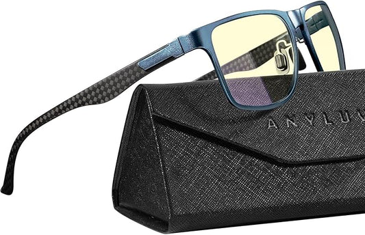 ANYLUV Blue Light Blocking Glasses Men Computer Gaming Glasses Lightweight Al-Mg Metal Anti Eyestrain Eye Protection