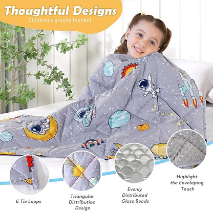 LOYIGA Weighted Blanket with Removable Duvet Case 5lbs 36” x 48”,Reversible Heavy Blanket (Grey)