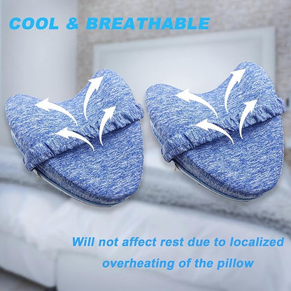 Replacement Pillowcase Pillow Cover with Elastic Strap for Contour Legacy Leg & Knee Foam Support Pillow-Cover ONLY (Blue, 2-Pack)