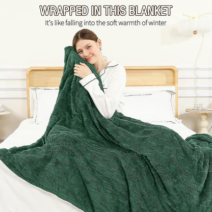 Heated Electric Throw Blanket,Electric Blanket Checkered Weave & Wool Blend Heated Blanket,Rapid Heating 6 Temperature Settings 4-Hour Auto Shut-Off ETL Certified,Machine Washable,50" x 60",Dark Gray