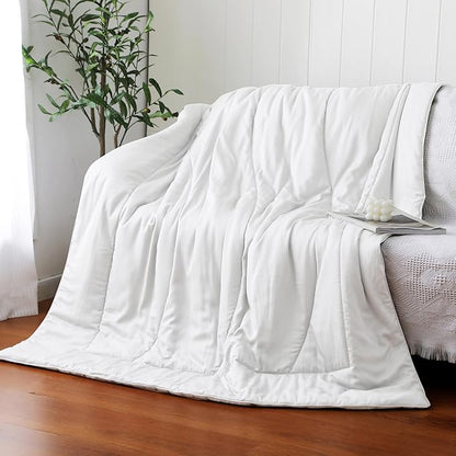 Bamboo Viscose All Season Comforter/Blanket - Ultra Soft & Breathable Comfort - Perfect Medium Weight for Snuggling Without Overheating - Enjoy Cozy Sleep All Night