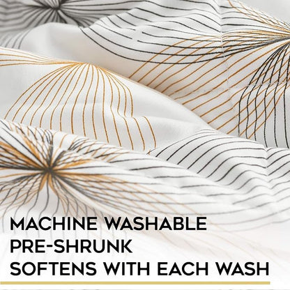 YnM Exclusive Cooling Duvet Cover for Weighted Blankets with 16 Strings (Khaki Flower, 80"x87")