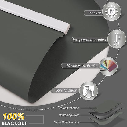Allesin Motorized Roller Shade Work with Alexa for Window, 100% Blackout Smart Shades Cordless with Remote Control, Electric Automated Blinds for Window, Customized Size for Smart Home (Smoky Grey)