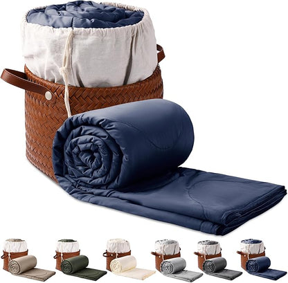 Silk Comforter King Size | 100% Mulberry Silk Fill with Organic Bamboo Viscose Shell | Summer Cooling Blanket for Hot Sleepers, Lightweight Breathable All-Season Bedding (Blue, 104"x90")