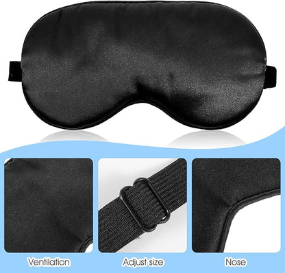 3 Pcs Sleep Mask, Satin Blackout Eye Mask Cover with Adjustable Strap, Silk Night Blindfold Eyeshade Nap for Men & Women Travel Sleeping (Black, Pink, Purple)