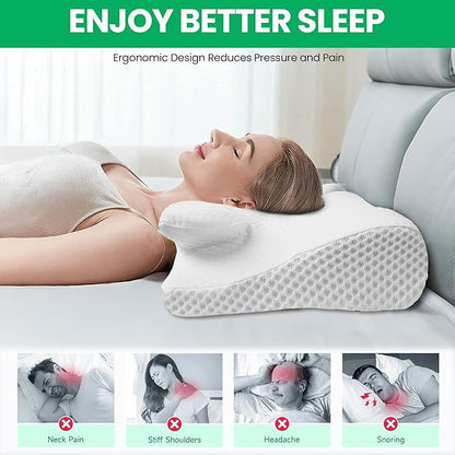 Cervical Neck Pillow for Sleeping, Memory Foam Pillows for Neck and Shoulder Pain. Hollow Design Odorless Memory Foam Pillows, Ergonomic Orthopedic Support Pillow for Side Sleepers,Back and Stomach