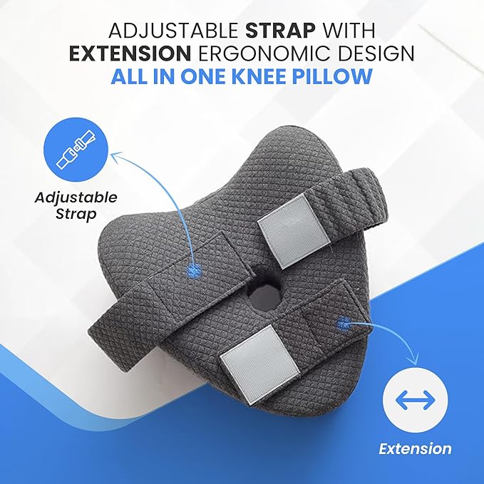 Knee Pillow for Side Sleepers Hip Pain - Between Leg Pillow for Side Sleeping - Sciatica Pain Relief Support for Lower Back, Knees, Joints, and Spine