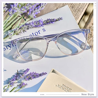 Madison Avenue Blue Light Blocking Glasses Anti Eyestrain UV Glare Blue Light Glasses for Women with Case, TV Phone Computer Gaming Eyeglasses (Purple Gradient Brown)