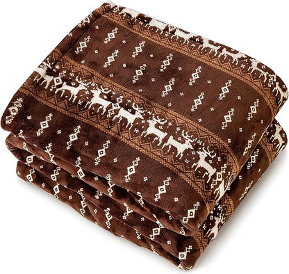 Tefici 50"x60" Heated Blanket Throw - Soft Flannel Electric Blanket with 3 Heating Levels, 4-Hour Auto Shut-Off, Overheat Protection, ETL Certified, Machine Washable, Moose Pattern for Home Office