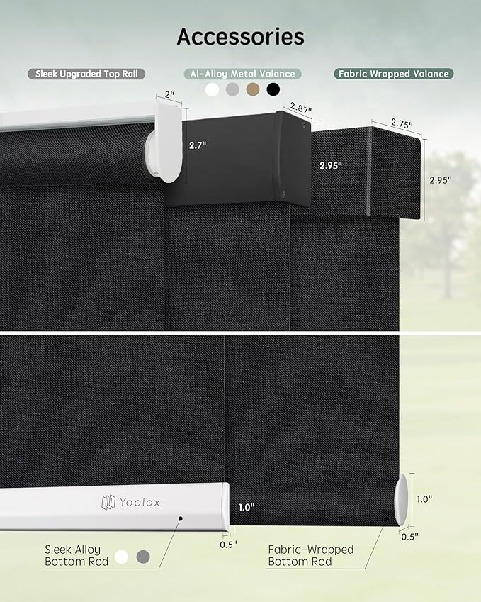 Yoolax Motorized Blinds with Remote, Blackout Smart Blinds for Windows Motorized Roller Shades, Automatic Window Shades Work with Alexa Custom Size (Blackout-Fabric Black)