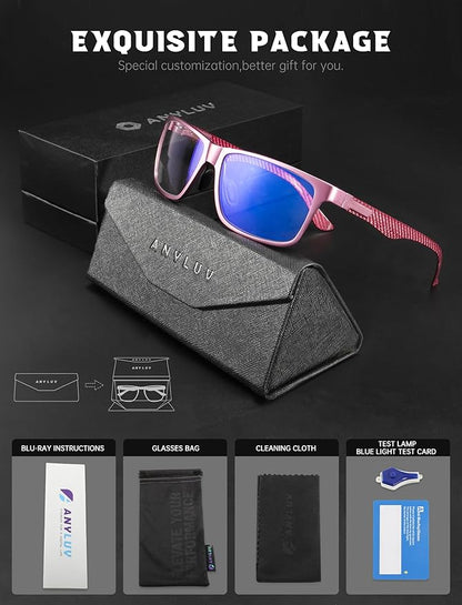 ANYLUV Blue Light Blocking Glasses Men Computer Gaming Glasses Lightweight Al-Mg Metal Anti Eyestrain Eye Protection
