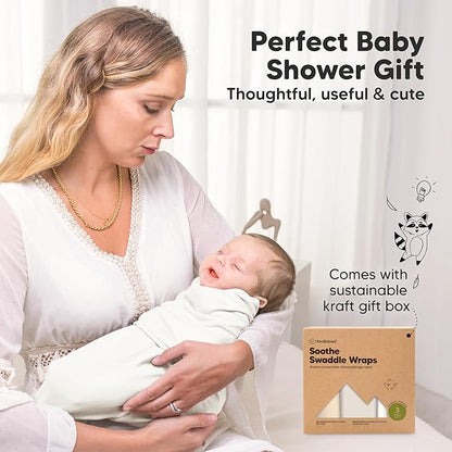 3-Pack Organic Baby Swaddle Sleep Sacks - Swaddles for Newborns, Infant 0-3 Months, Baby Girls, Boys, Soft & Snug Newborn Sleep Sack, Nursery Swaddling Blankets (Pure, OS)