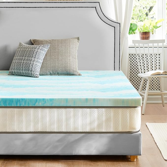 Sweetcrispy Mattress Topper California King, 4 Inch Thick Memory Foam Gel Infused Cooling Toppers Pad for Bed, Sleeper Sofa, RV, Camper, CertiPUR US Certified, Ventilated and Breathable