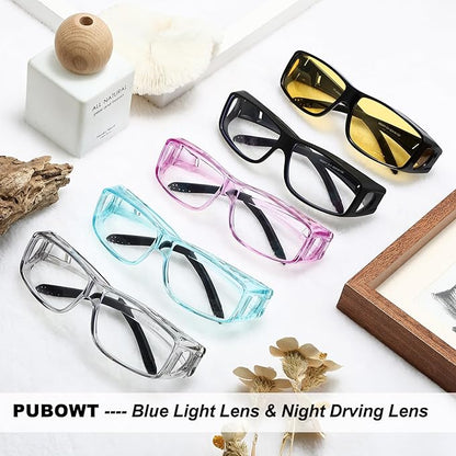 Fit Over Glasses Blue Light Blocking and Night Vision Driving Glasses for Men Women Wrap Around Goggles Eyewear PT2006
