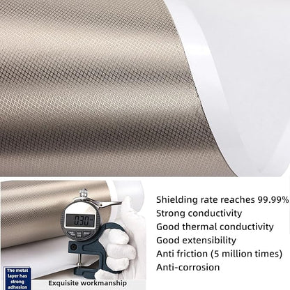 Faraday Fabric with Adhesive Backing 43" x 19.6" + Faraday Tape | Military Grade RFID Shielding Cloth | Block 5G Signals/Anti-Theft Brush | Privacy Protection for Wallet/Passport (43in W*19.6in L)