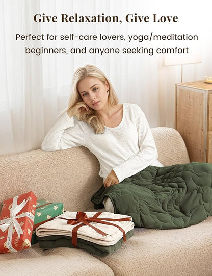ZonLi Weighted Lap Blanket 5lbs for Meditation, Yoga, Napping, Sleeping and Travel, Cotton Weighted Blanket for Adults,Skin Friendly & Machine Washable, 29x24 inches, Forest Green
