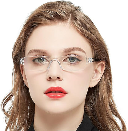 4 Pack Blue Light Blocking Reading Glasses for Men Clear Frame Rimless Computer Reader Glasses 2.5 (Black)