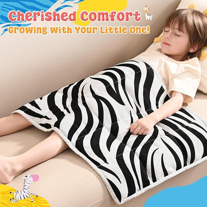 anfie Weighted Lap Pad 2 Pounds, Weighted Blanket Kids(20"*30") Cooling Blanket for Sleeping,Weighted Throw Blanket for Travel Indoor Outdoor (White Zebra)