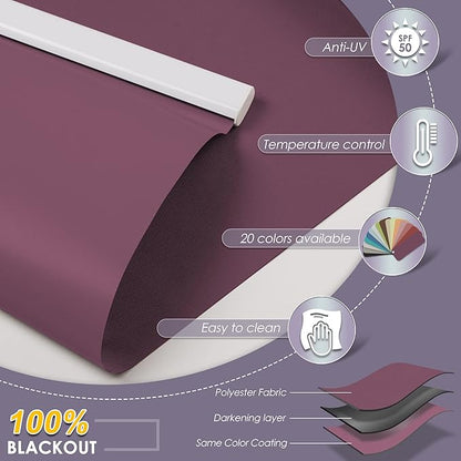Allesin Motorized Roller Shade Blinds Work with Alexa for Window, 100% Blackout Smart Shades Cordless with Remote Control, Electric Automated Blinds for Window, Customized Size for Smart Home (Purple)