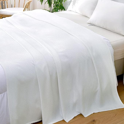 DANGTOP Cooling Blankets for Hot Sleepers, 100% Rayon Absorbs Body Heat to Keep Cool on Warm Night, Ultra-Cool Lightweight Blanket(90x90 inches, White)