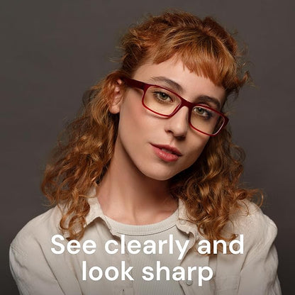 Gaoye 2-Pack of Reading Glasses +1.0 - Blue-Light Filter, UV Protection - Readers with Rectangle Frames