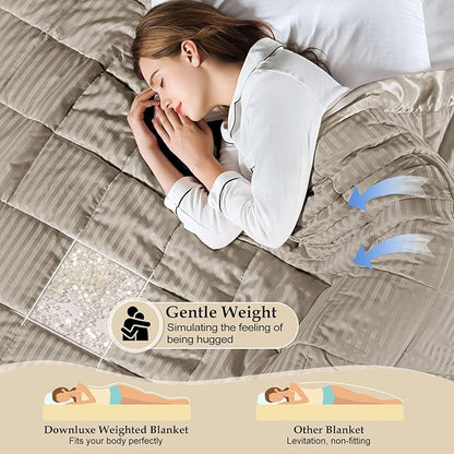 downluxe Weighted Blanket Queen Size, 15 lb Weighted Blanket with Glass Beads for All Season, Machine Washable Heavy Blanket (Sand, 90 X 90 Inch)