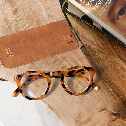 EASY READ Retro Round Blue Light Blocking Reading Glasses for Women,Anti UV Readers for Women with Spring Hinge