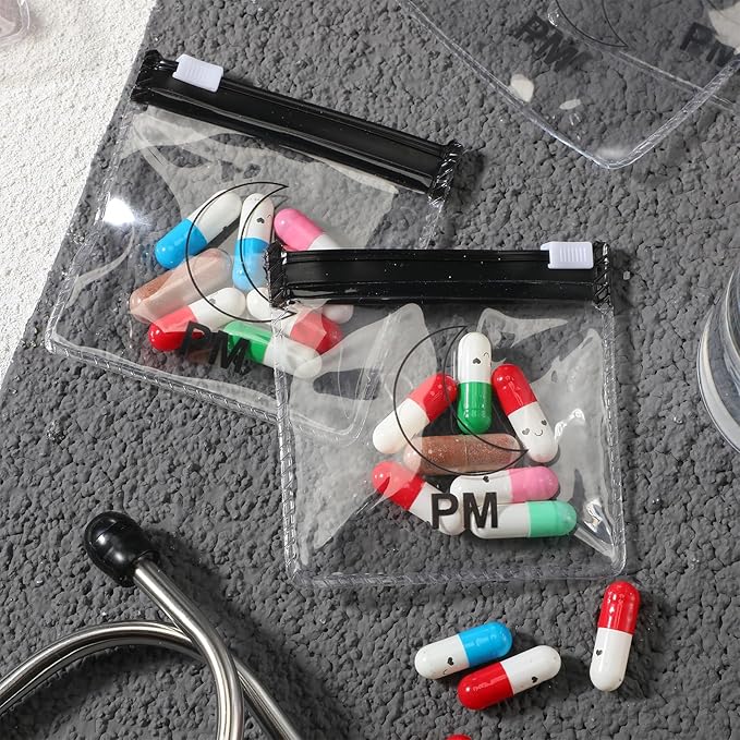 70 Pcs Weekly Pill Pouch Bags Zippered Reusable Medicine Organizer Set Self Sealing Medicine Organizer Travel Plastic Pill Bags with Slide Lock for Small Items Storage(Vivid Style)