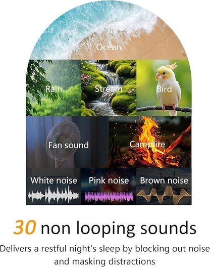 Sunrise Alarm Clock with Noise Machine: Digital Alarm Clock for Bedrooms, Nature Sounds for Gentle Wake Up, 30 Sleep Sounds, Adjustable Brightness & Volume, Timer - Wood Grain