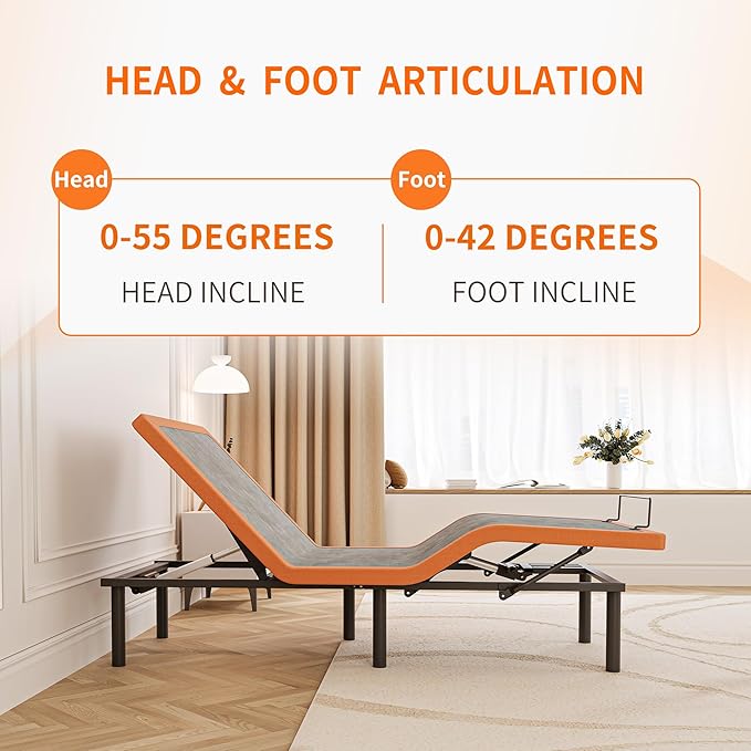 Split King Adjustable Bed Frame with Mattress - 8 Inch Gel Memory Foam Mattress(Medium-firm), Bluetooth APP Control, Wireless Remote, Zero Gravity, Anti Snore, Head and Foot Incline, 2000 Series