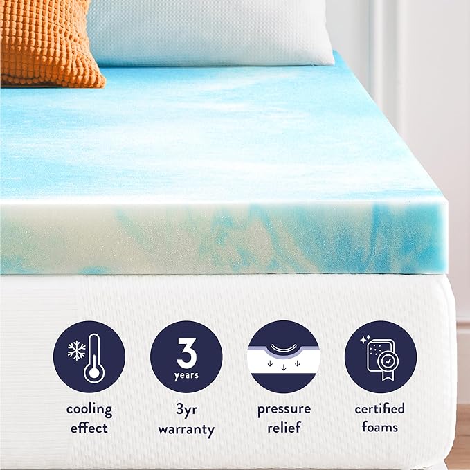 Best Price Mattress 3 Inch Swirl Gel AeroBreeze Cooling Air Flow Memory Foam Mattress Topper, Dorm Essentials, Twin