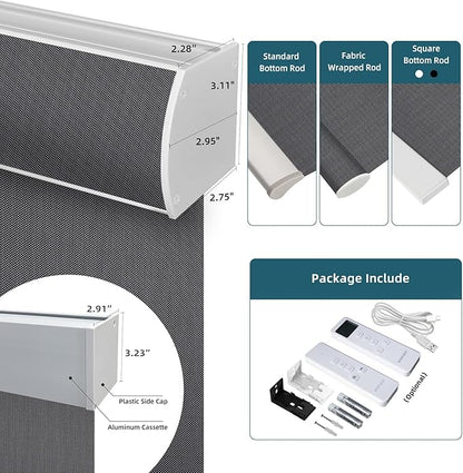 Motorized Blinds Compatible with Alexa,Google Asssitant,Homekit Over Thead,5% Openness Smart Blind with Remote Control,APP/Voice Control,Automatic Rechargeable Battery,Aventus Charcoal Grey