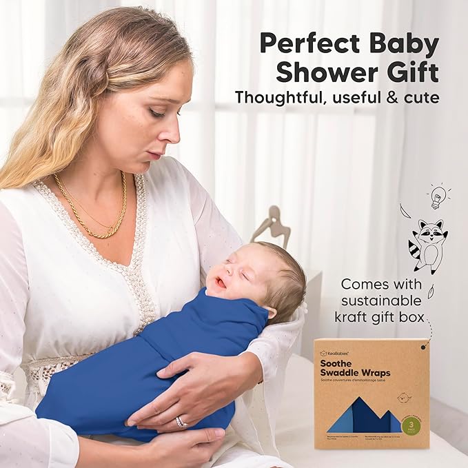 3-Pack Organic Baby Swaddle Sleep Sacks - Swaddles for Newborns, Infant 0-3 Months, Baby Girls, Boys, Soft & Snug Newborn Sleep Sack, Nursery Swaddling Blankets (Frost, OS)