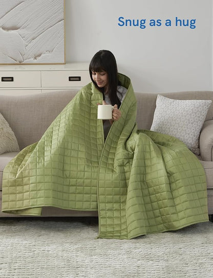 YnM King Size Cooling Weighted Blanket for Adults (88x104 Inches, 40 Pounds, Matcha Green), Perfect for Hot Sleepers with Cooling Rayon/Glass Beads, Heavy Bed Blanket for Couple on Queen or King Bed
