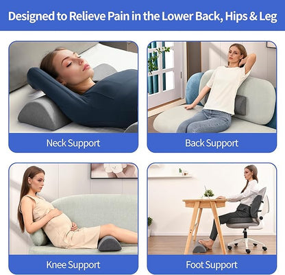 Knee Pillow for Back Sleeping, Memory Foam Leg Pillow for Back Pain, Under Leg Support for Sleeping,Half Moon Bolster Pillow