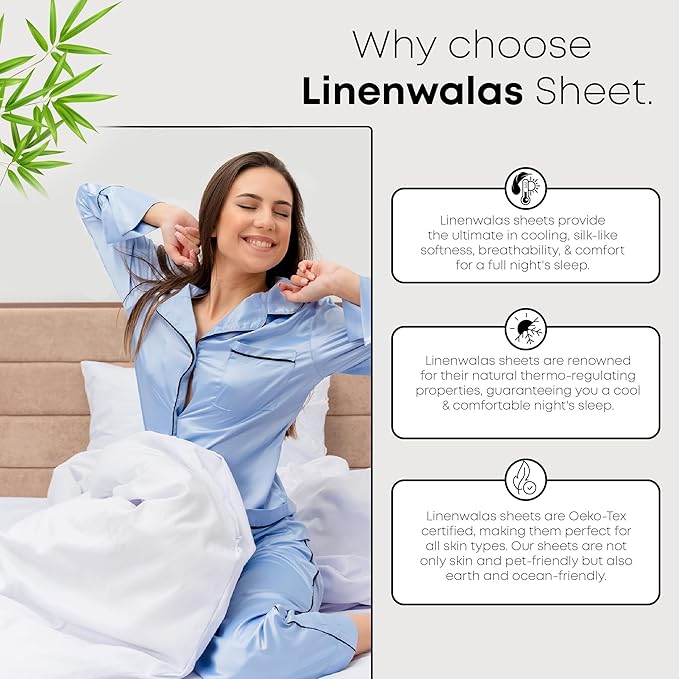 LINENWALAS Fitted Sheet Only Viscose Derived from Bamboo, Bottom Sheet for King Size Bed – 16” Deep Pocket, All Around Snug Fit – Cooling, Breathable, Soft, Hypoallergenic (Avocado Green, King)